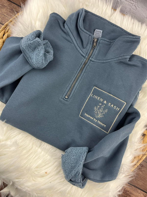 Linen & Sash Quarter-Zip Sweatshirt