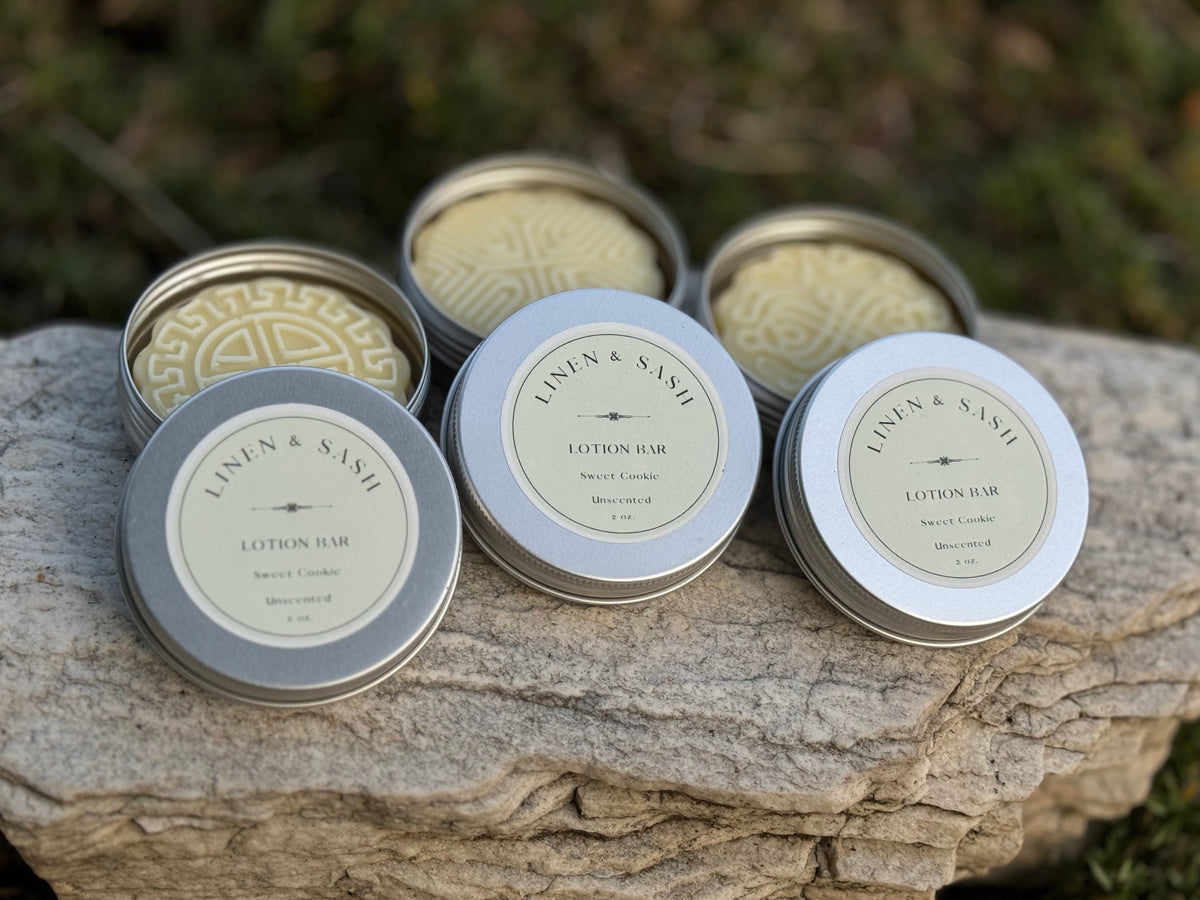 Hand Stone Solid Lotion Bar w/ Tin | Vanilla Botanical Extract | Cocoa Butter Beeswax |  Plastic Free | Clean Ingredients | Easy Gift | Christmas Gift